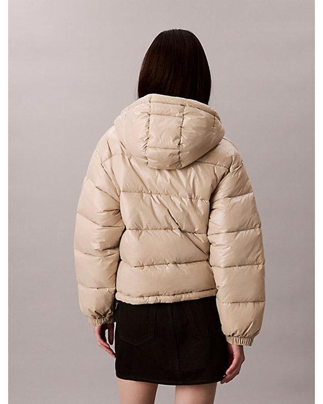 Calvin Klein Natural Jeans High Shine Hooded Puffer Jacket