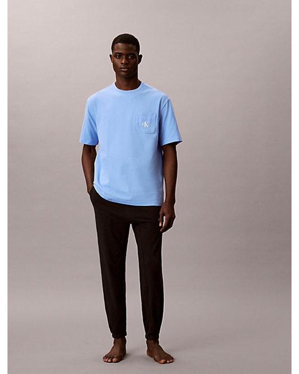 Calvin Klein Blue Pyjama T-Shirt Icon Cotton Stretch Graphic for men