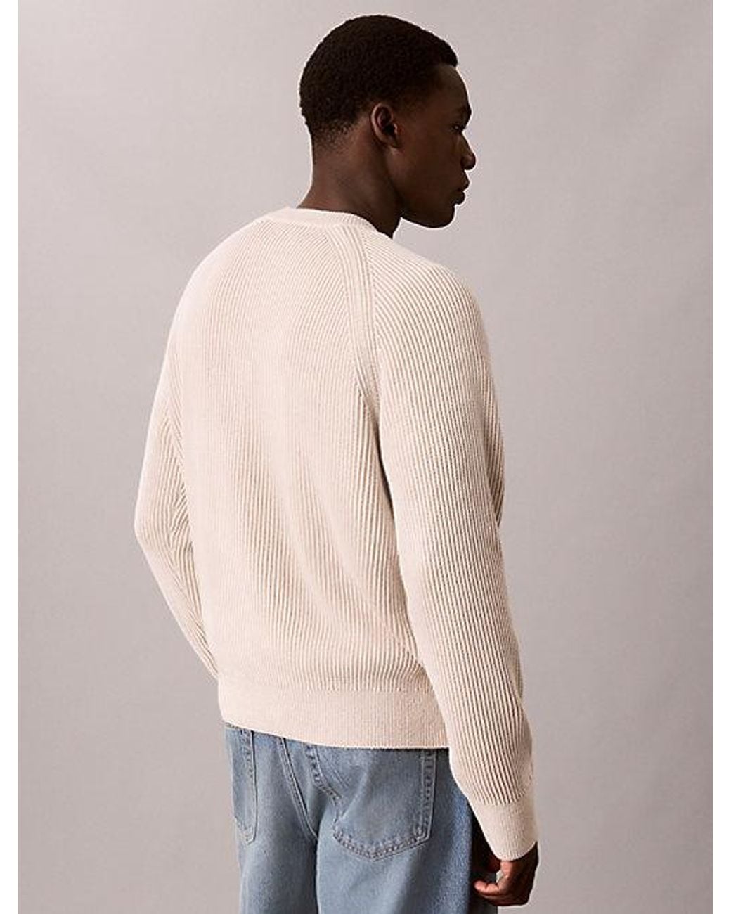 Calvin Klein Natural Jeans Two Tone Ribbed Cotton Jumper for men