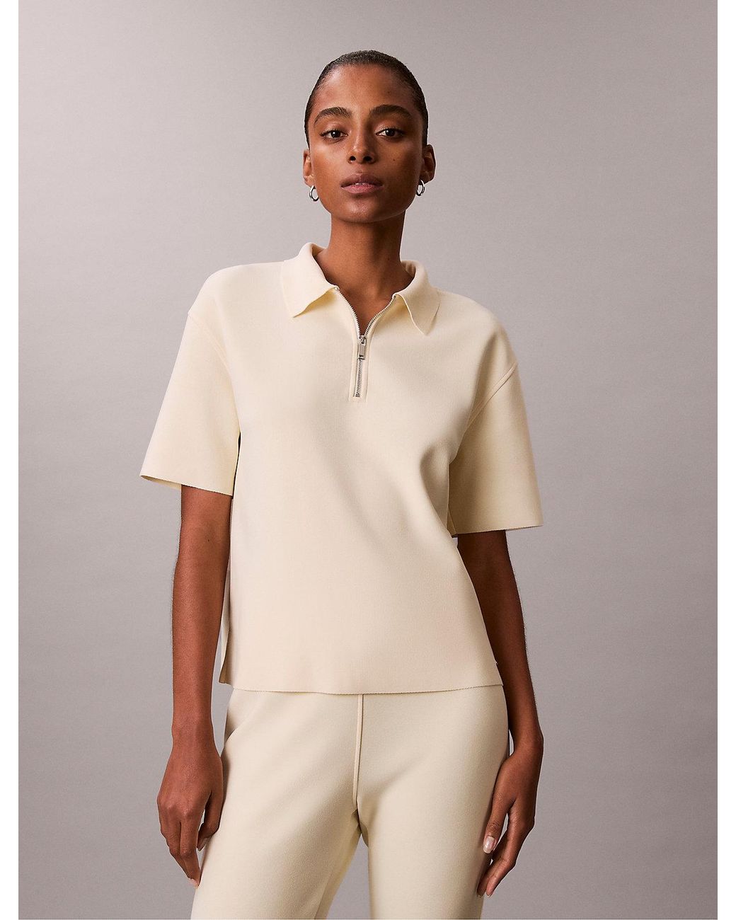 Top Con Zip di Calvin Klein in Natural