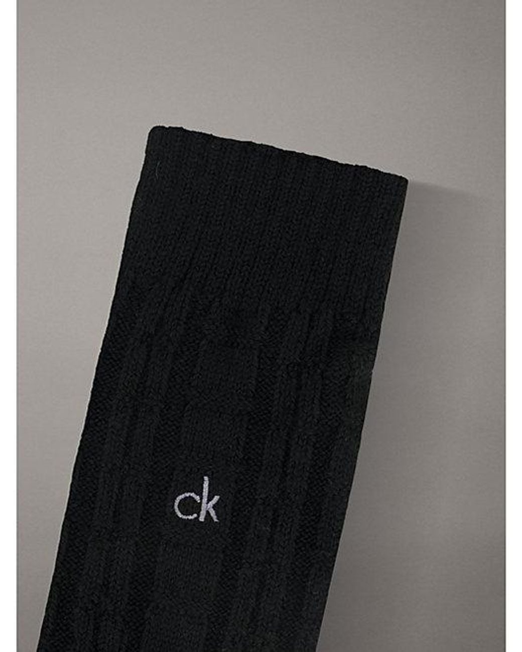 Calvin Klein Black Wool Blend Monogram Boot Socks for men