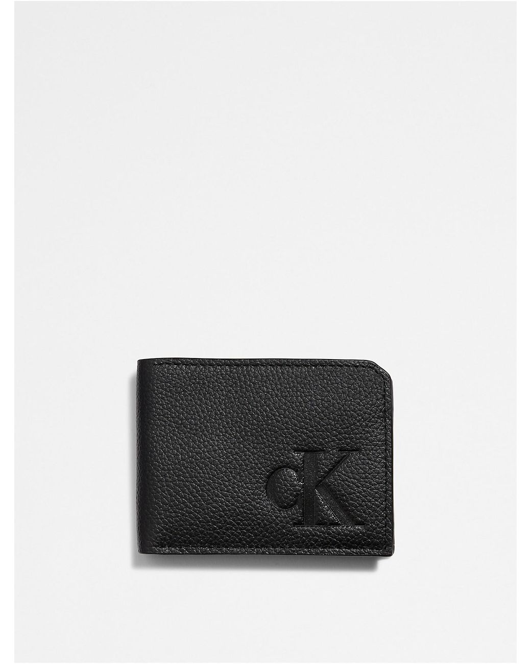 Calvin Klein Pebble Leather Slim Bifold Wallet in Black Lyst