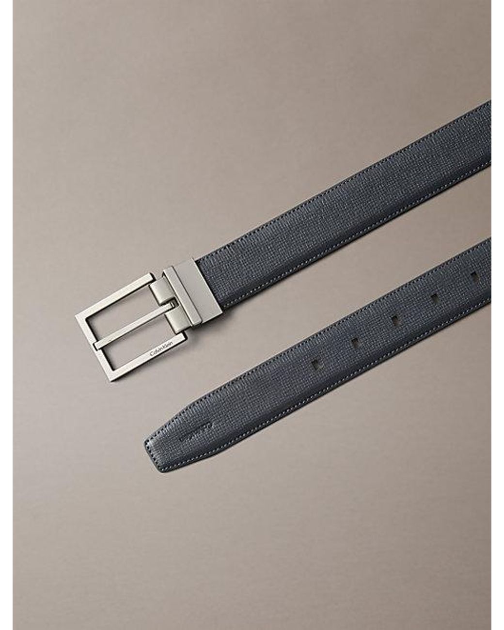 Calvin Klein Gray Saffiano Full Grain Leather Belt for men