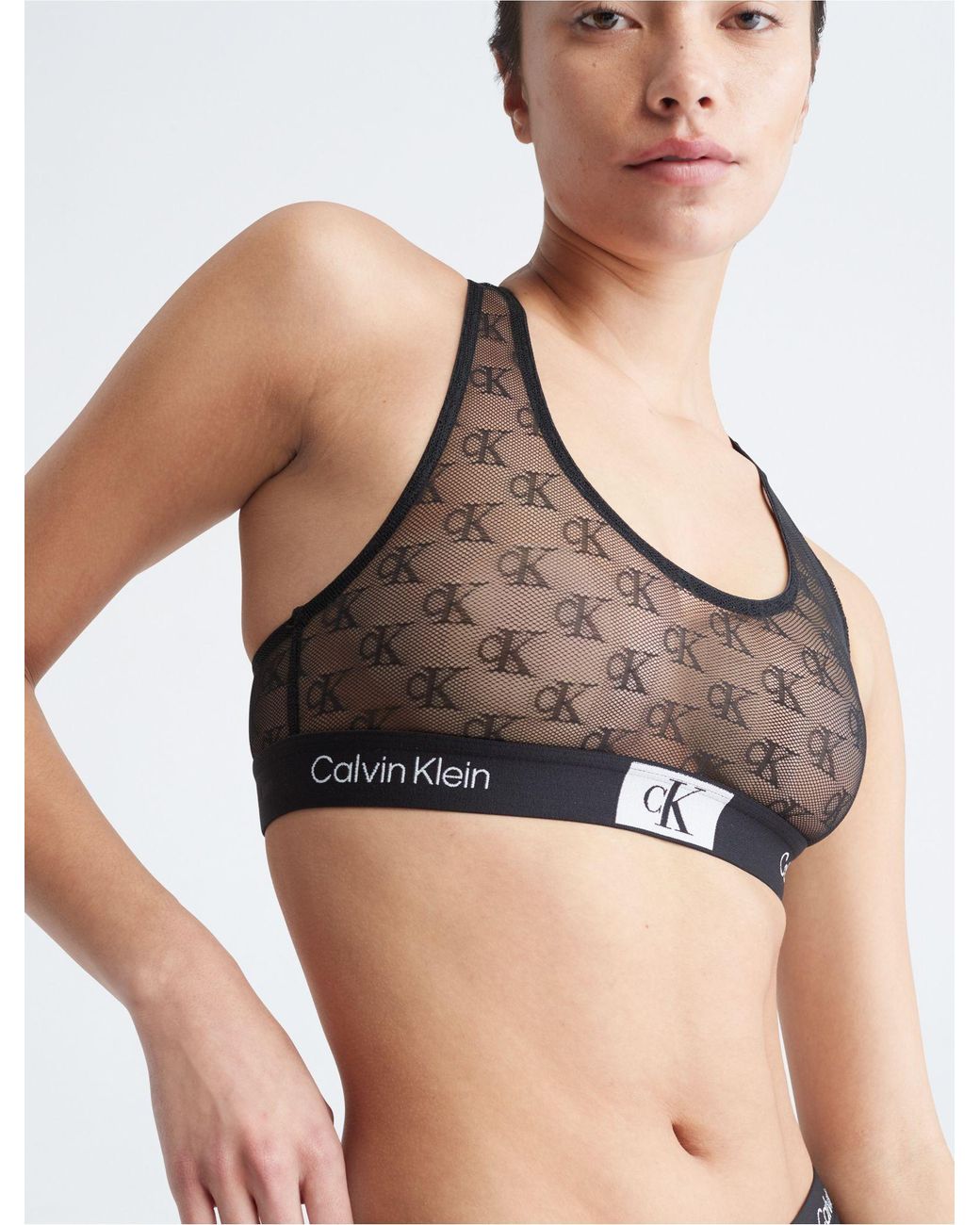 Calvin Klein CK One lace lingerie set with logo detail in black