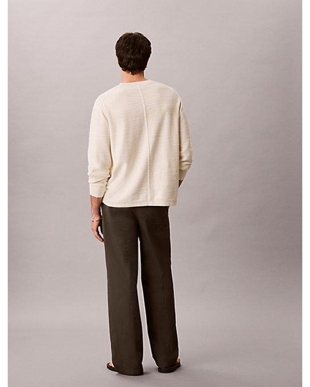 Calvin Klein Gray Relaxed Cotton Dobby Trousers for men