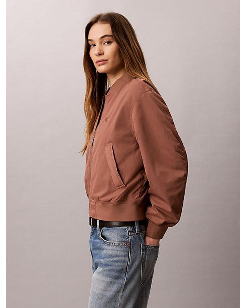 Calvin Klein Blue Jeans Lightly Padded Nylon Bomber Jacket