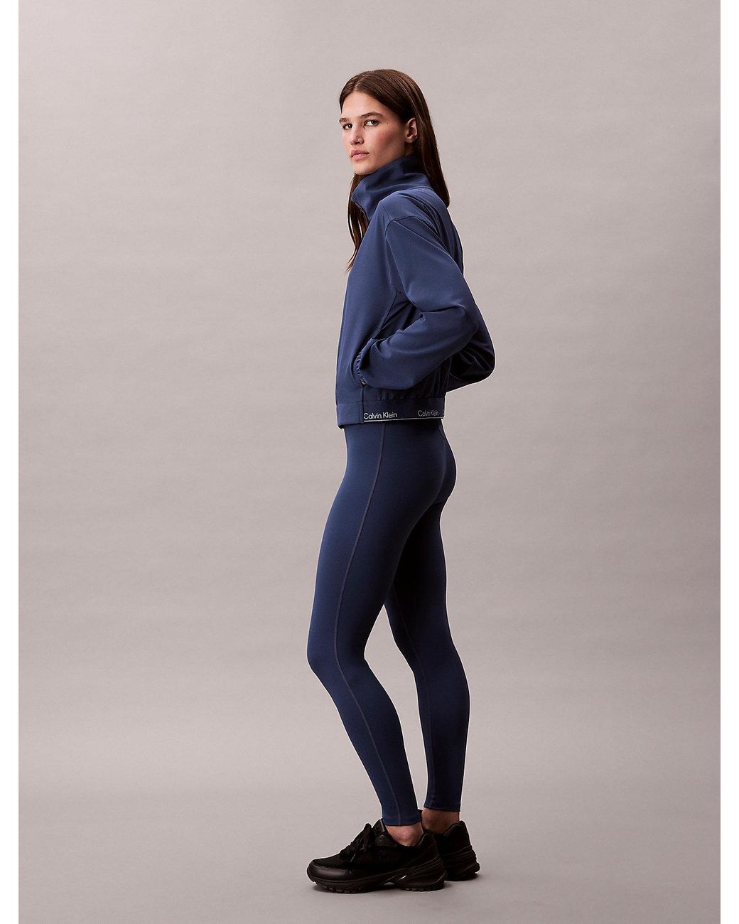 Legging Da Palestra 7/8 A Vita Alta Ad Asciugatura Rapida di Calvin Klein in Blue