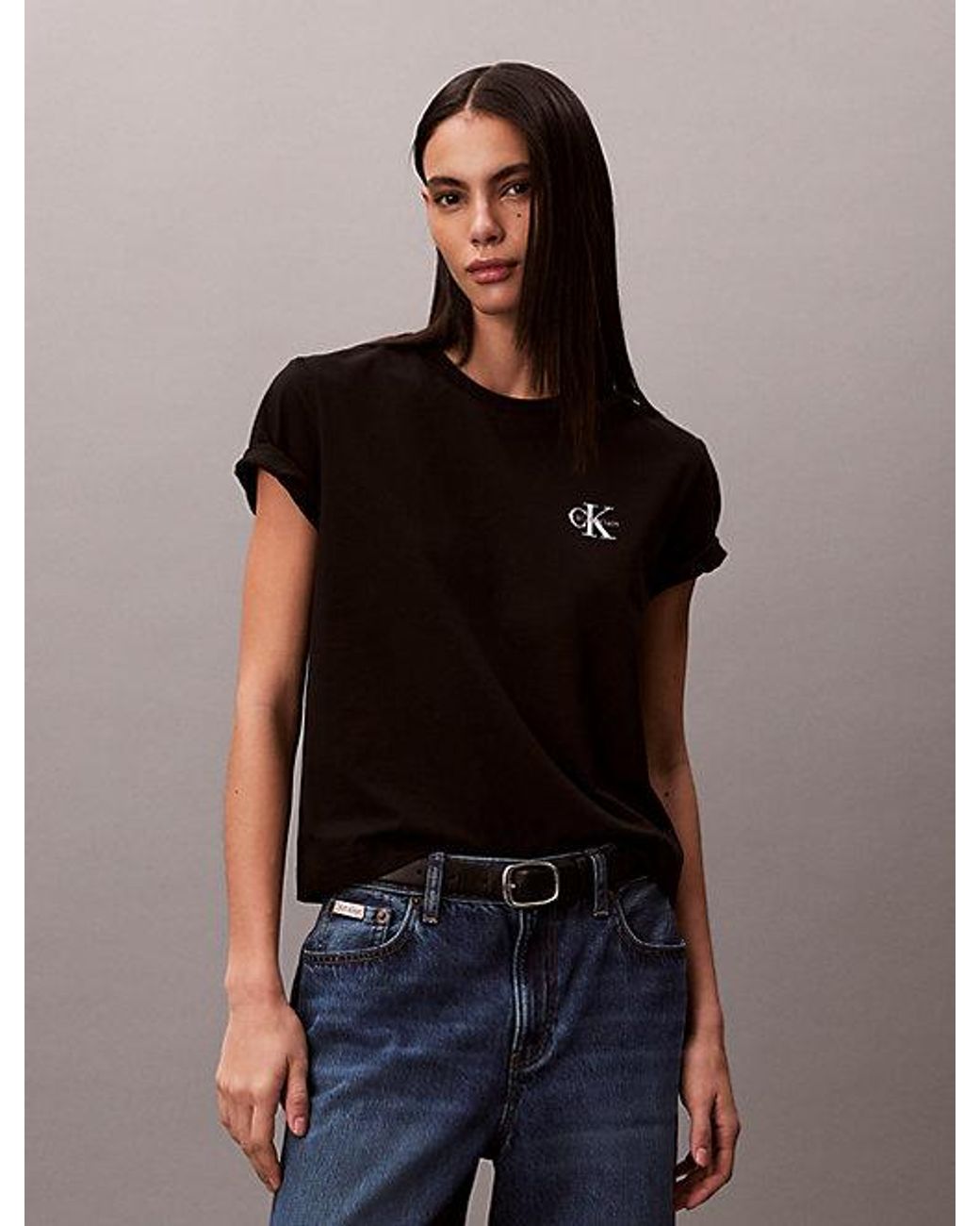 Calvin Klein Blue Jeans Embroidered Monologo Tee
