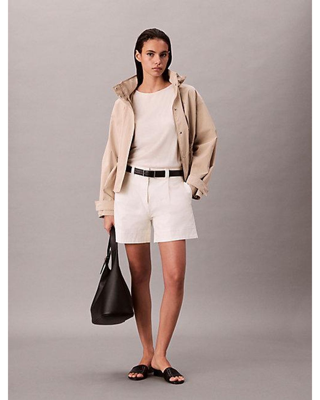 Calvin Klein Natural Pleated Bermuda Shorts