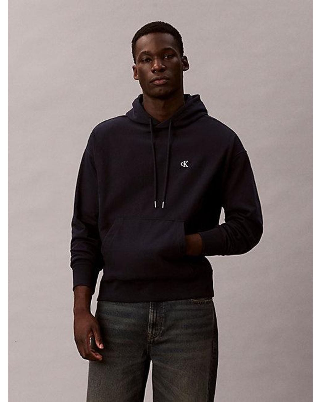 Calvin Klein Blue Jeans Relaxed Monogram Hoodie for men