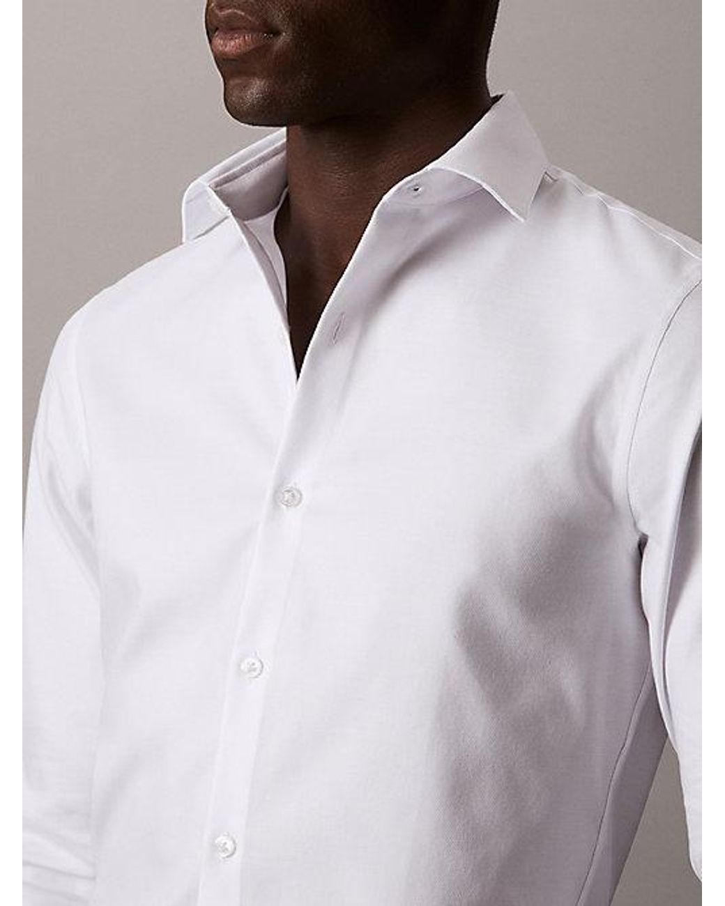 Calvin Klein Gray Slim Stretch Collar Non Iron Shirt for men