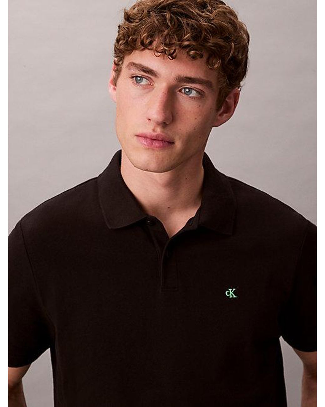 Calvin Klein Black Jeans Cotton Piqué Monogram Polo Shirt for men