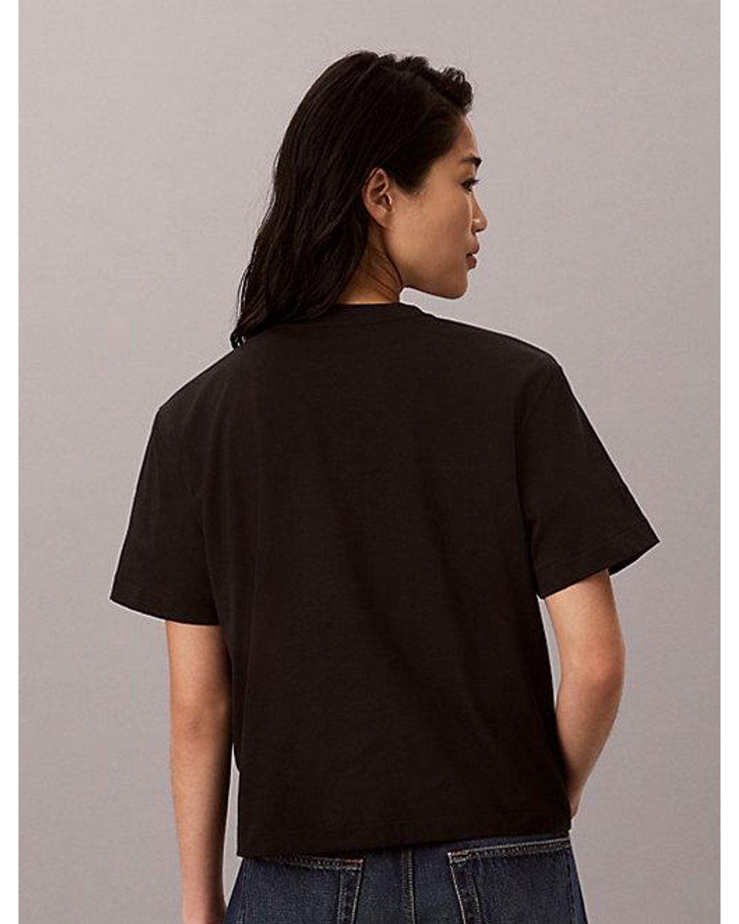 Calvin Klein Black Jeans Boxy Script Logo T-Shirt