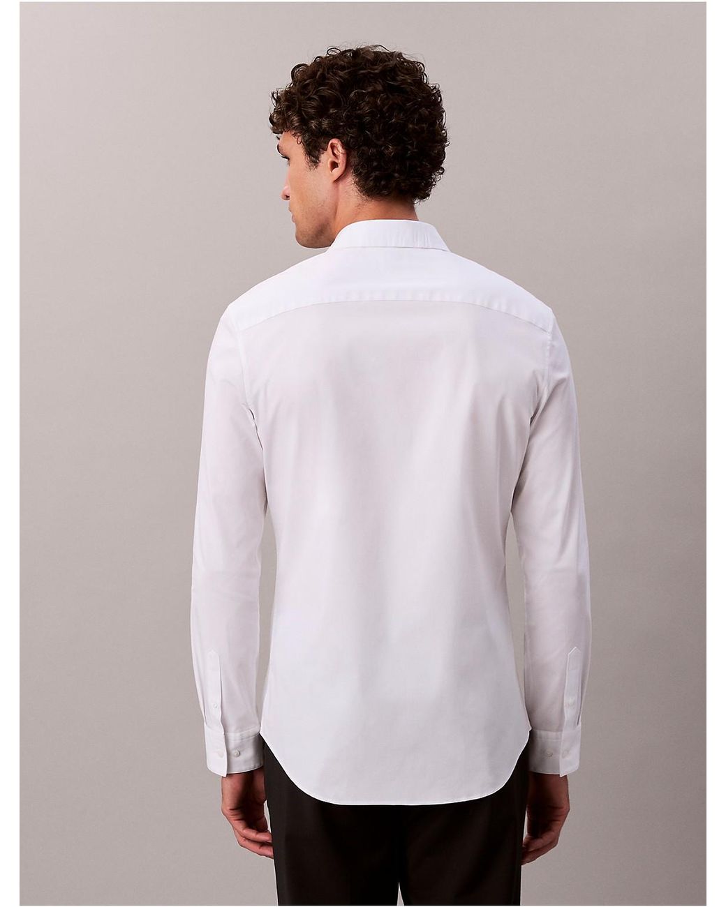 Calvin Klein Gray Slim Stretch Button-Down Shirt for men