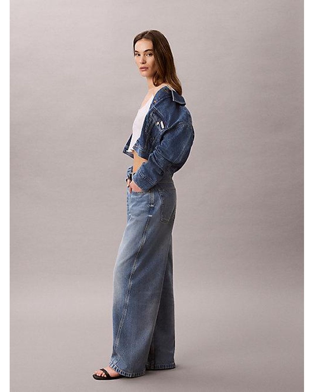 Calvin Klein Blue Jeans Low Rise Twisted Baggy Jeans