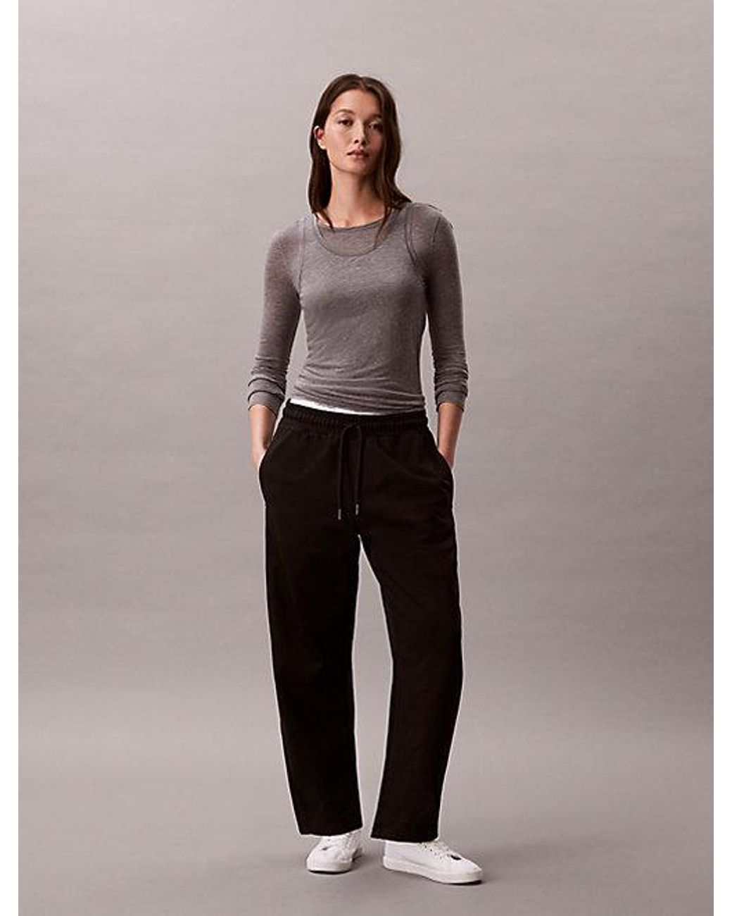 Calvin Klein Black Jeans Cotton Terry Barrel Joggers