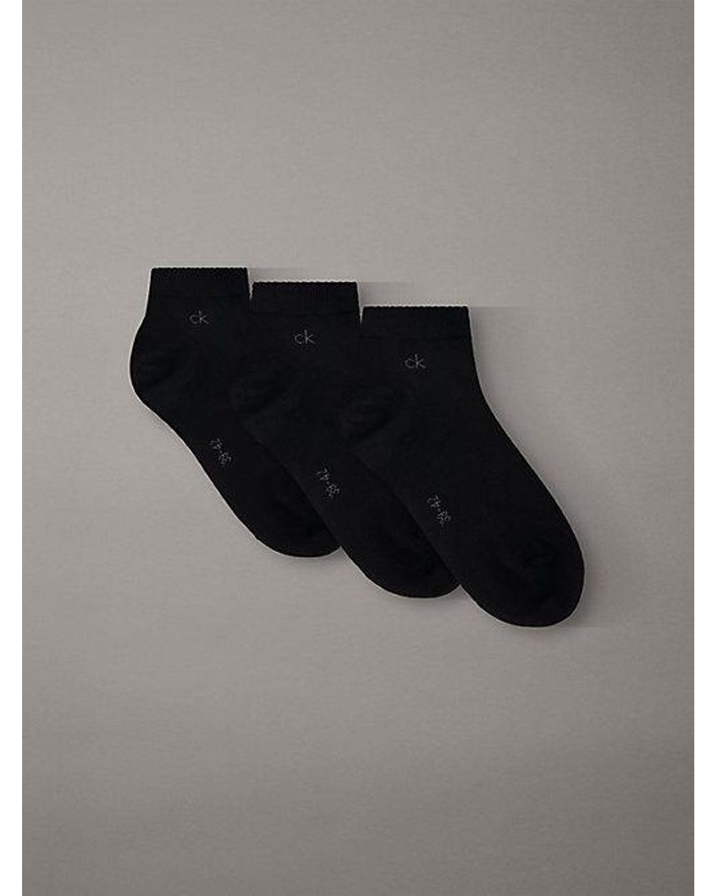 Calvin Klein Black 3 Pack Soft Cotton Stretch Ankle Socks for men