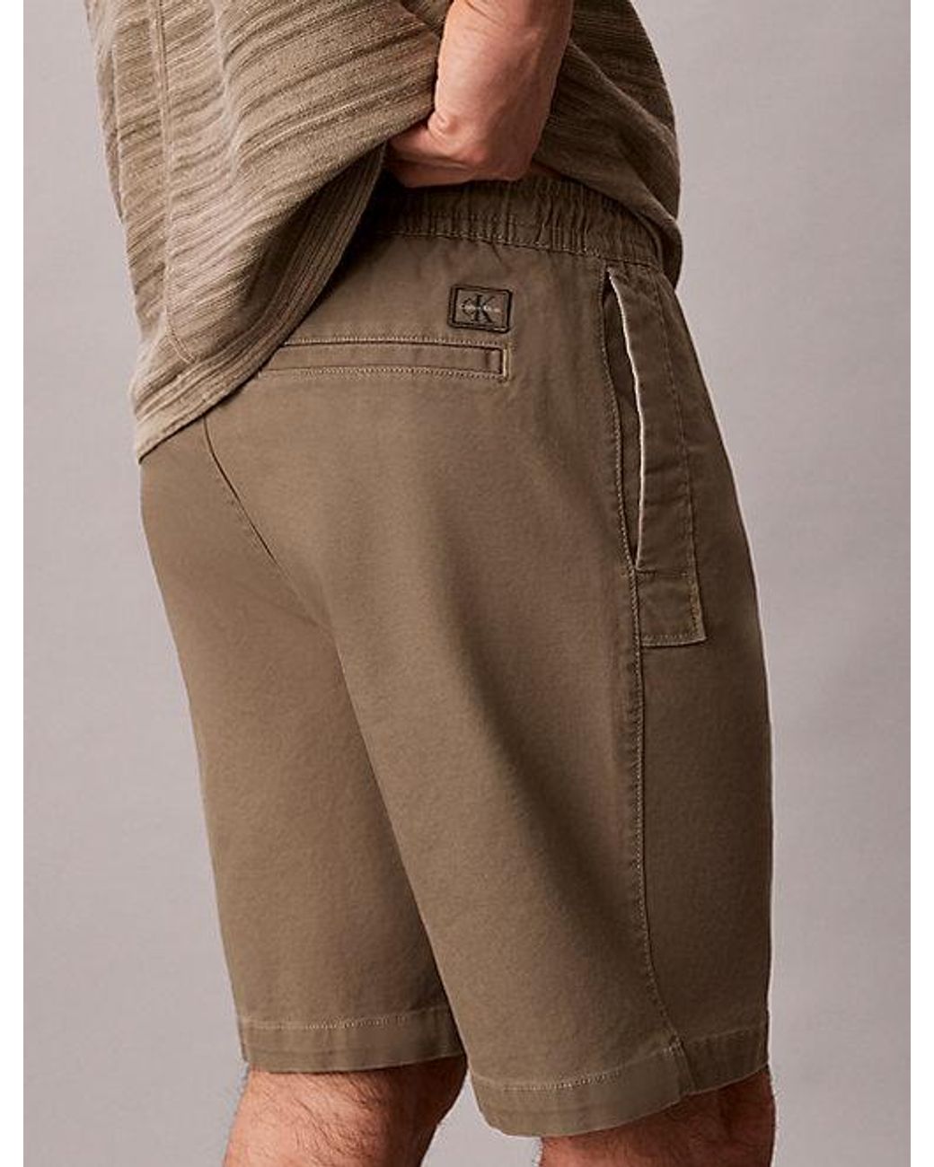 Calvin Klein Natural Jeans Cotton Canvas Drawstring Shorts for men