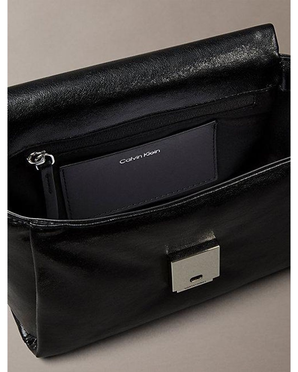Calvin Klein Gray Padded Emblem Hardware Crossbody Bag
