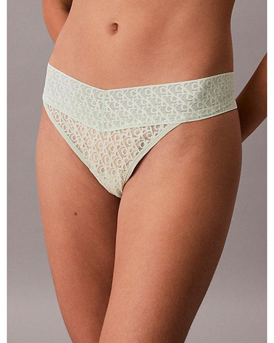 Calvin Klein Brown Thong Icon Logo Lace