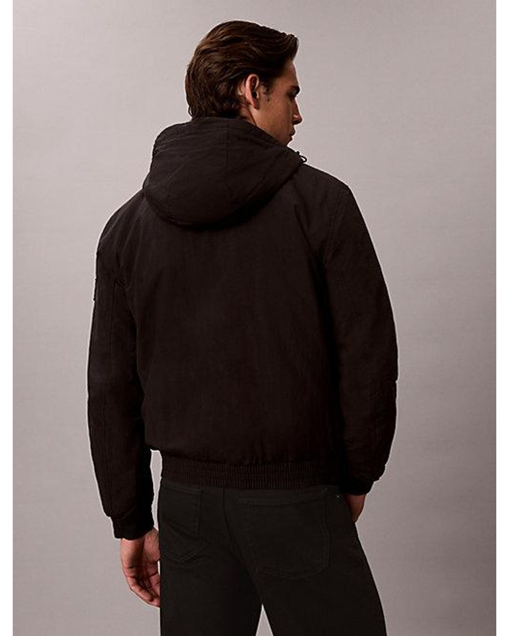 Calvin Klein Black Jeans Padded Hooded Zip Up Jacket for men
