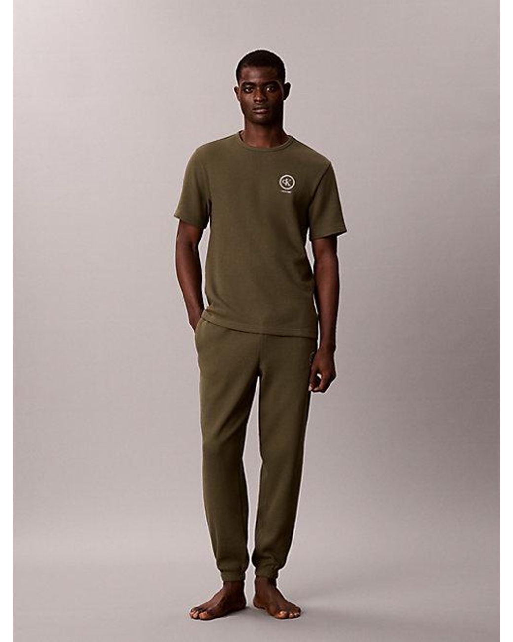 Calvin Klein Brown Brushed Waffle Pyjama T-Shirt for men