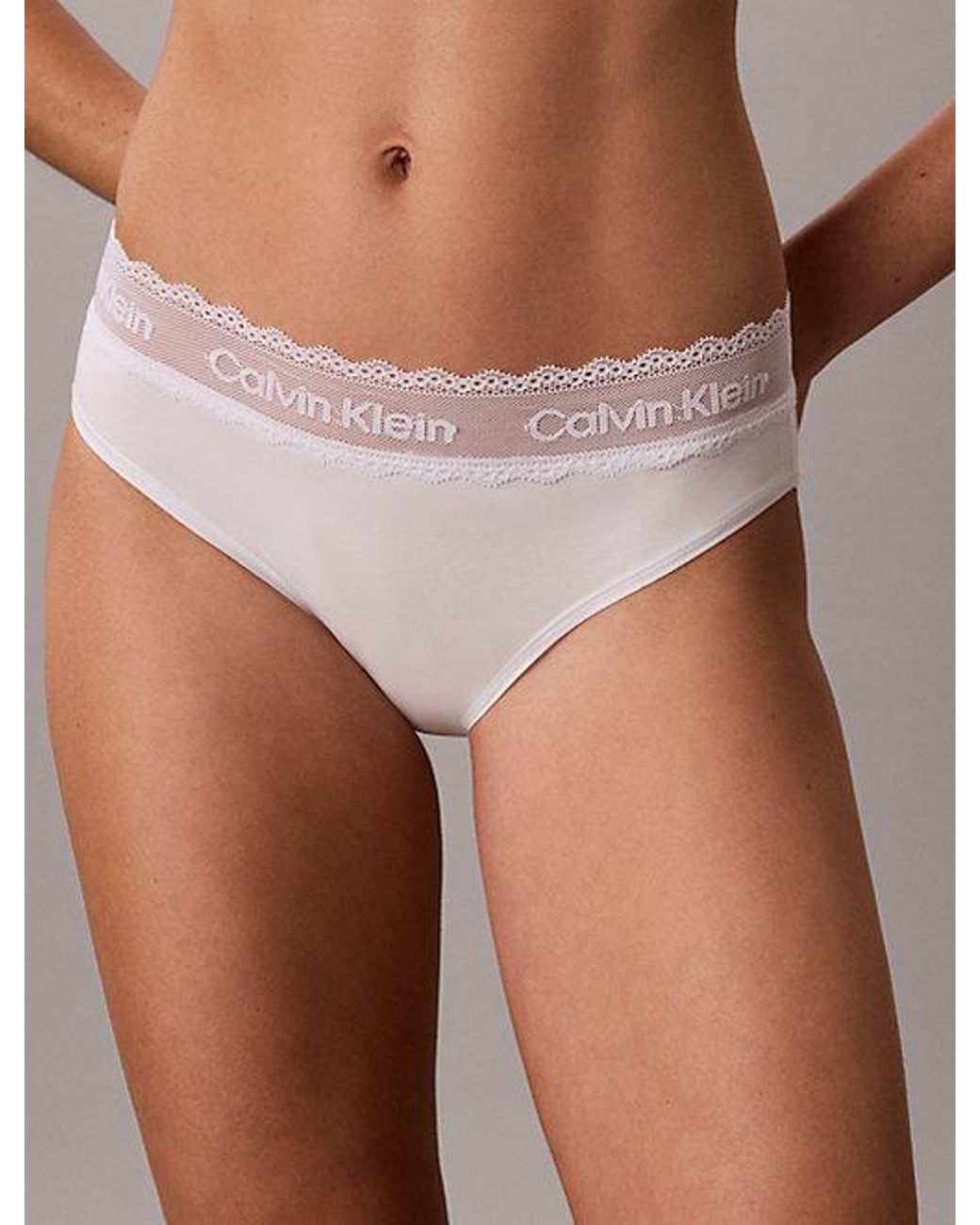 Calvin Klein White Bikini Briefs Cotton Lace