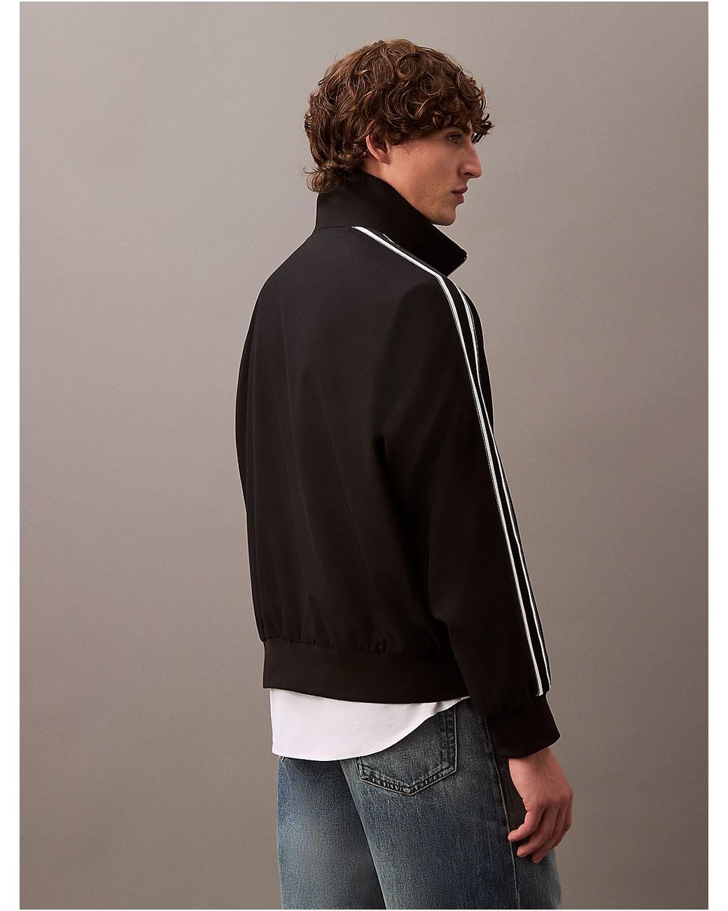 Calvin Klein Relaxed Track Jacket in Black for Men | Lyst