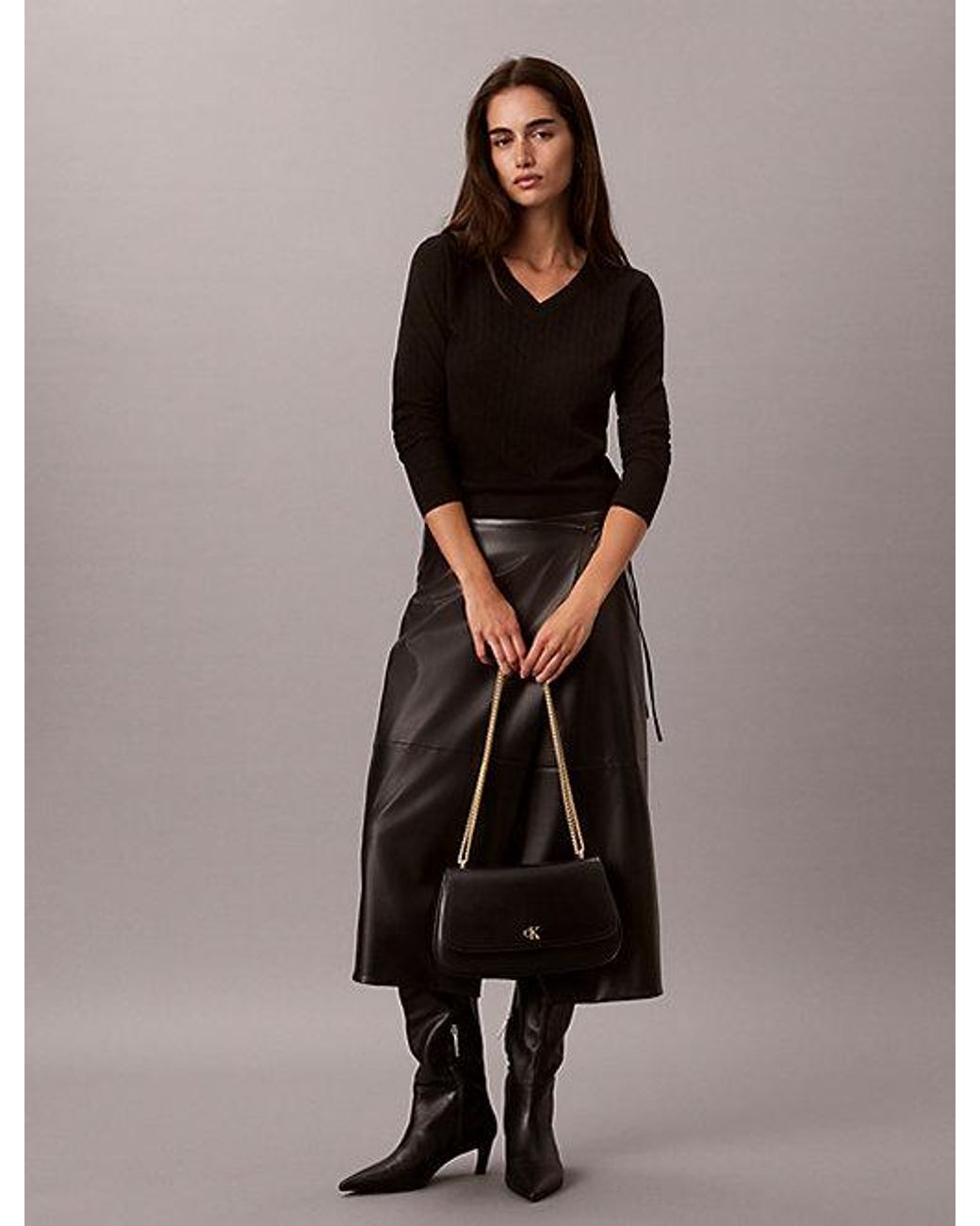 Calvin Klein Gray Monogram Hardware Shoulder Bag