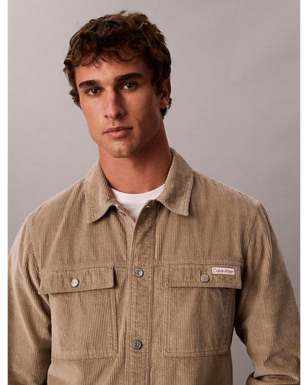 Calvin Klein Brown Jeans Relaxed Corduroy Shirt Jacket for men