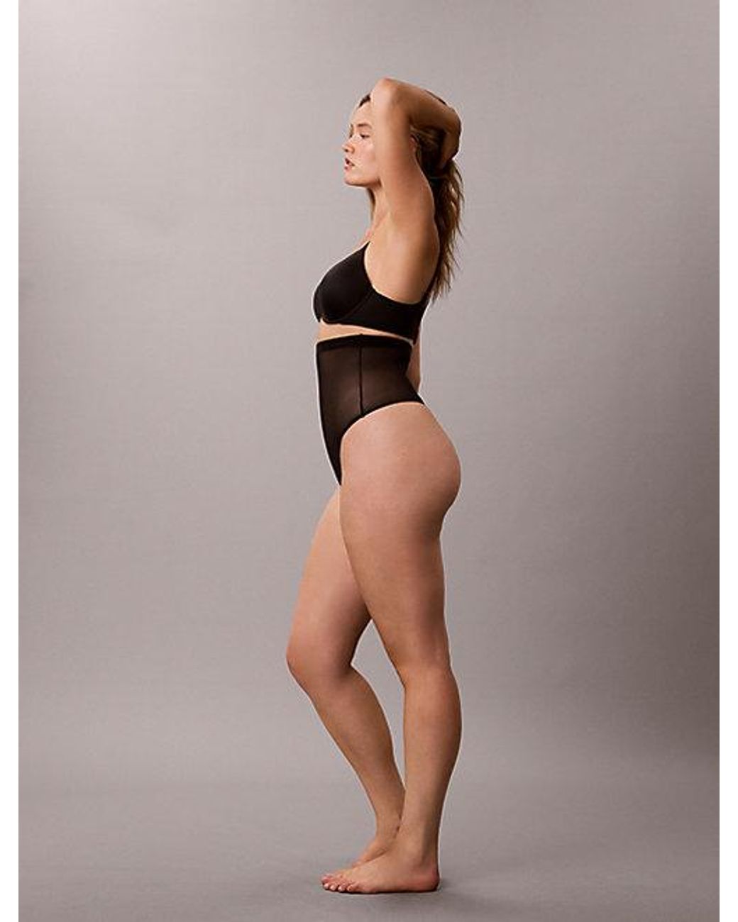 Calvin Klein Black High Waisted Thong Minimalist Mesh Shapewear