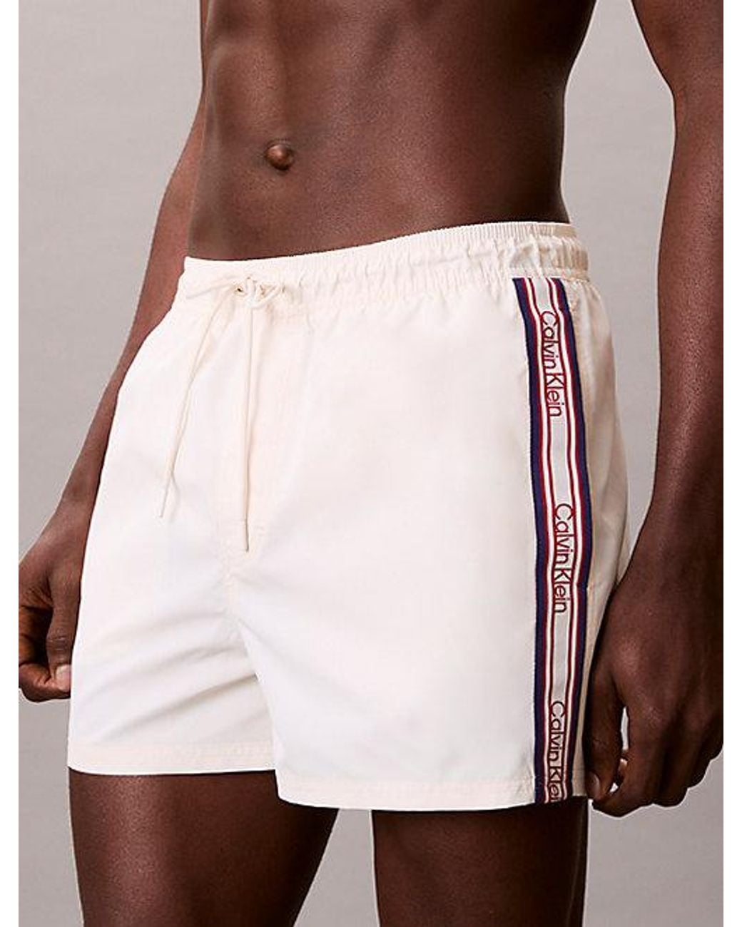Calvin Klein Natural Short Drawstring Swim Shorts Ck Icon for men