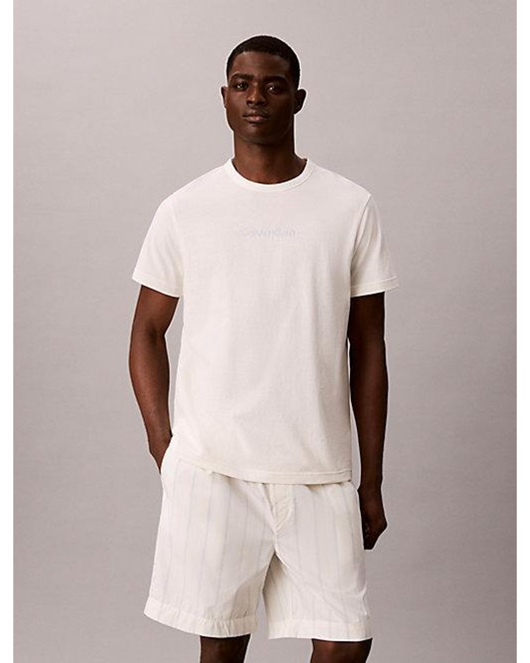 Calvin Klein Natural Shorts Pyjama Set Heritage Cotton Poplin for men