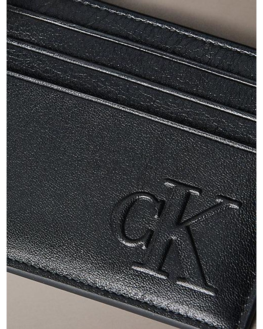 Calvin Klein Gray Saffiano Leather Cardholder for men