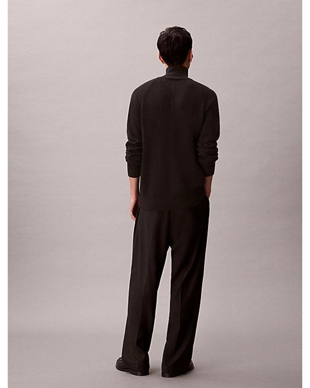 Calvin Klein Black High Mockneck Wool Jumper for men