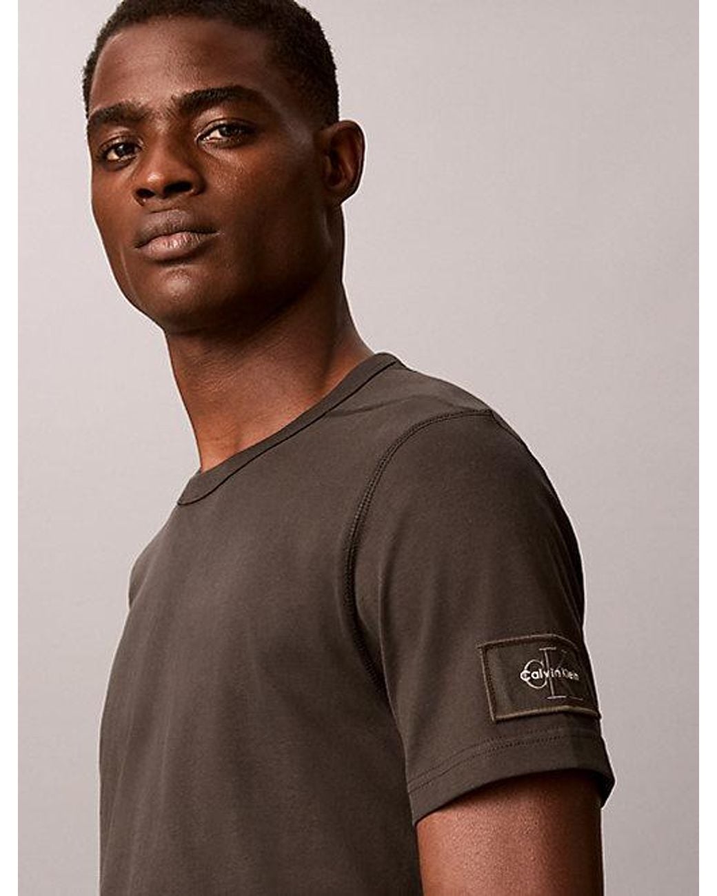 Calvin Klein Brown Jeans Sueded Jersey Badge T-Shirt for men