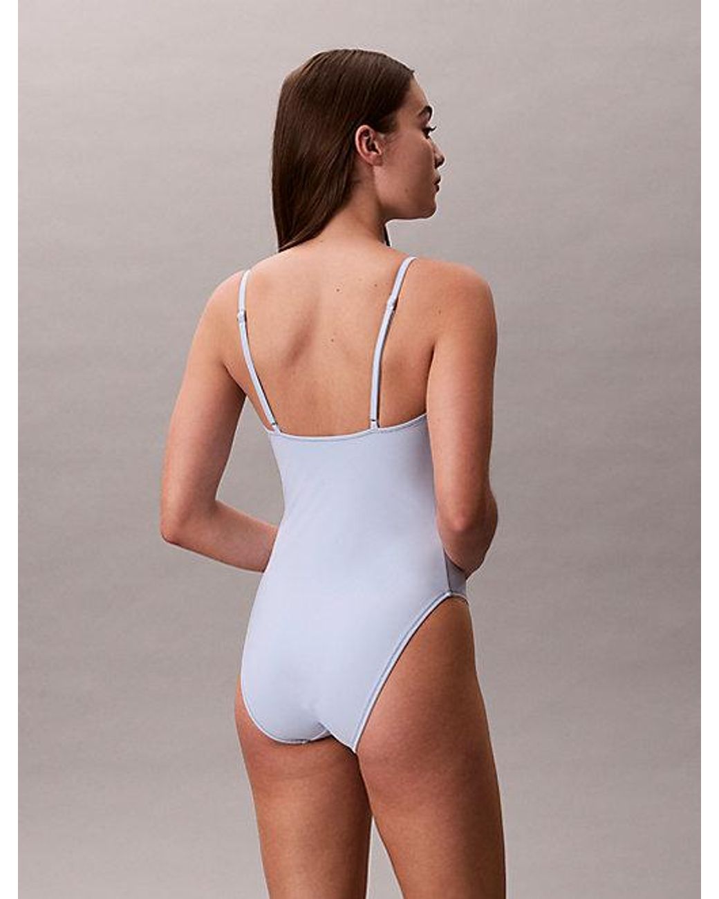 Calvin Klein Blue Scoop Neck Swimsuit Ck Monogram