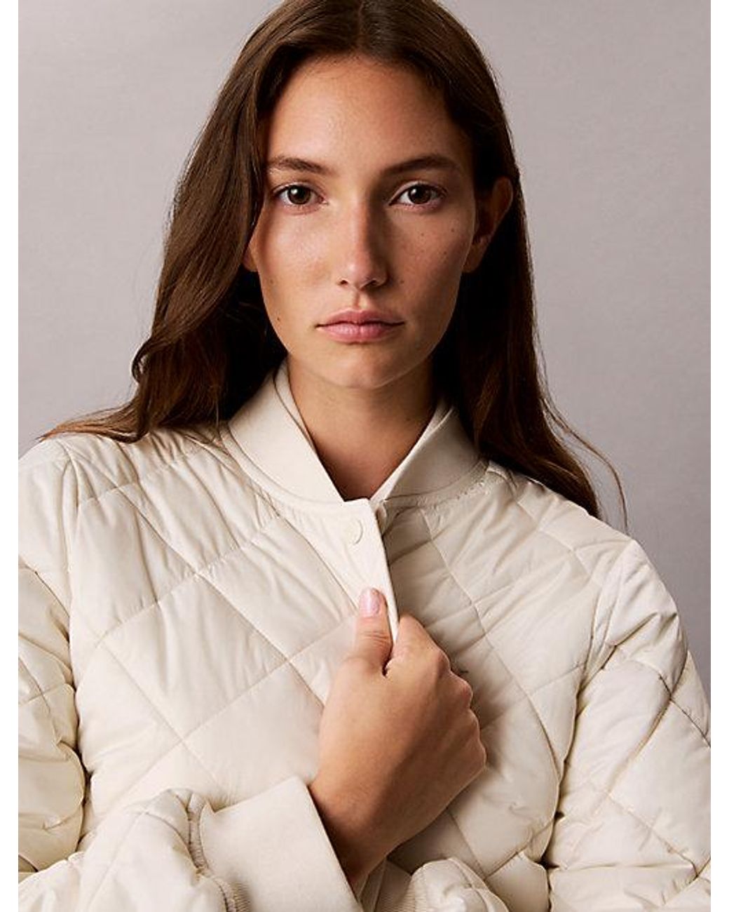 Calvin Klein Natural Jeans Satin Quilted Bomber Jacket