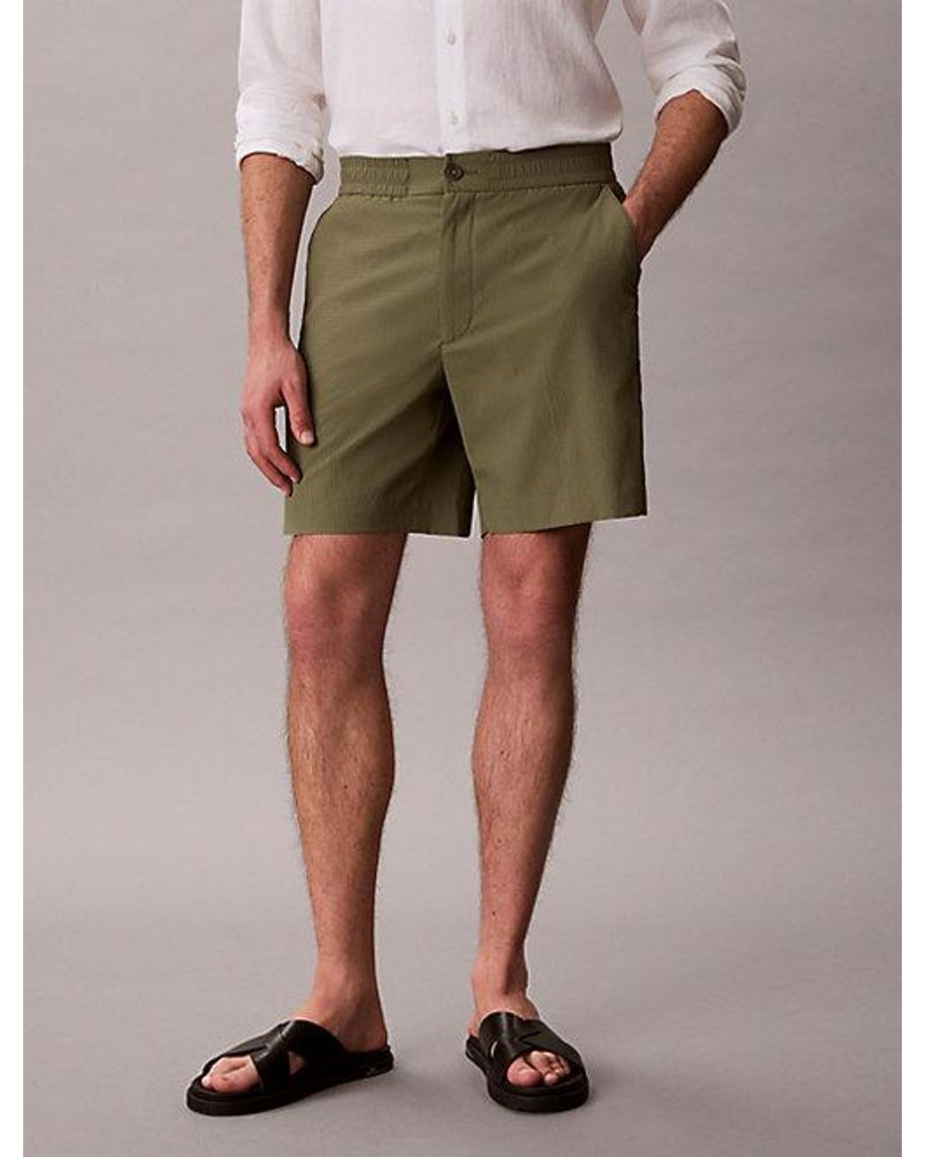 Calvin Klein Green Seersucker Shorts for men