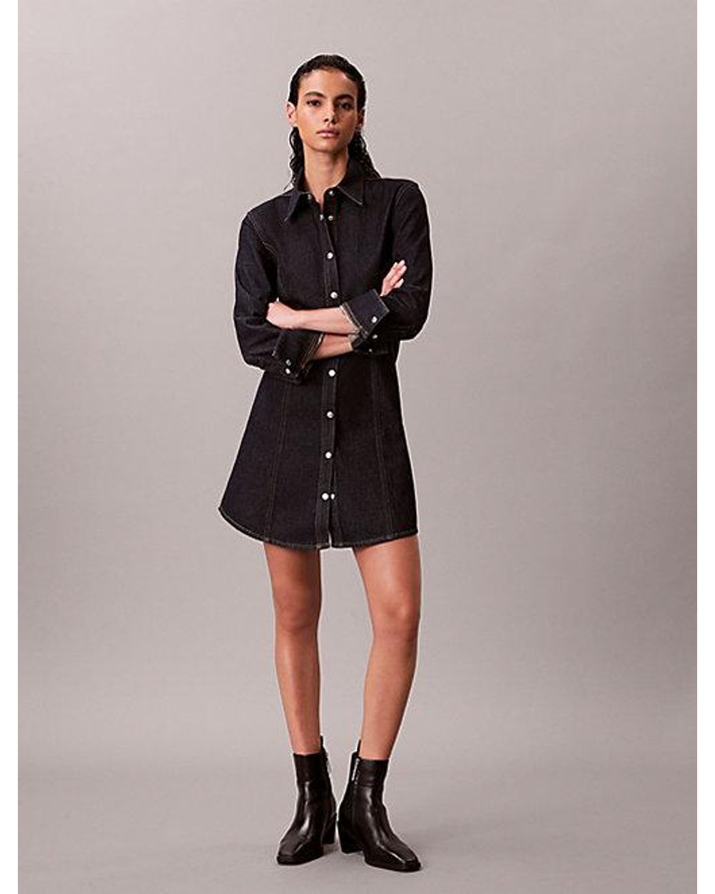 Calvin Klein Blue Jeans Denim Seamed Dress