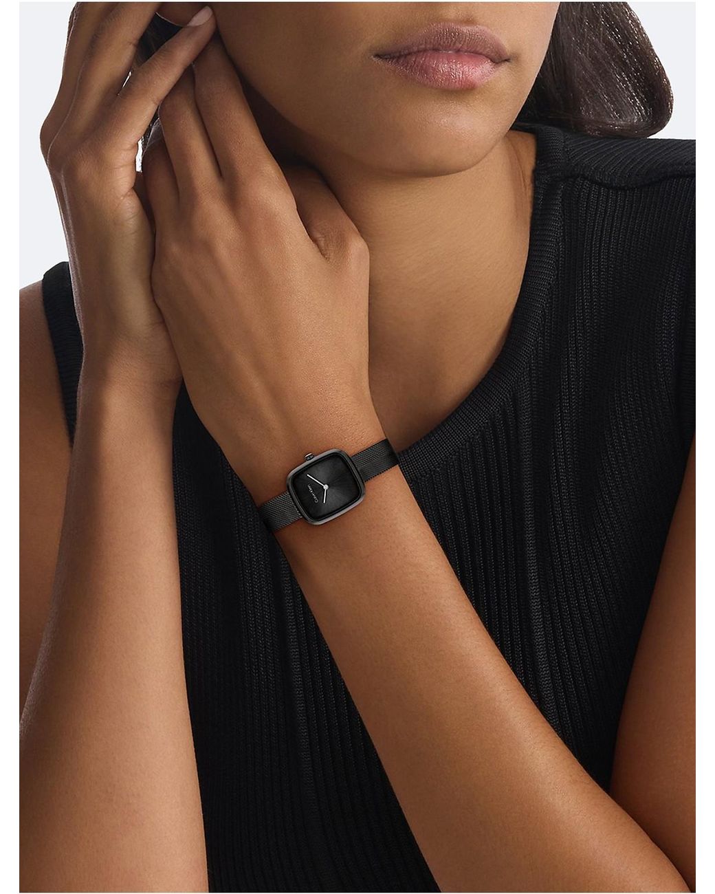 Calvin Klein Black Curved Mesh Watch