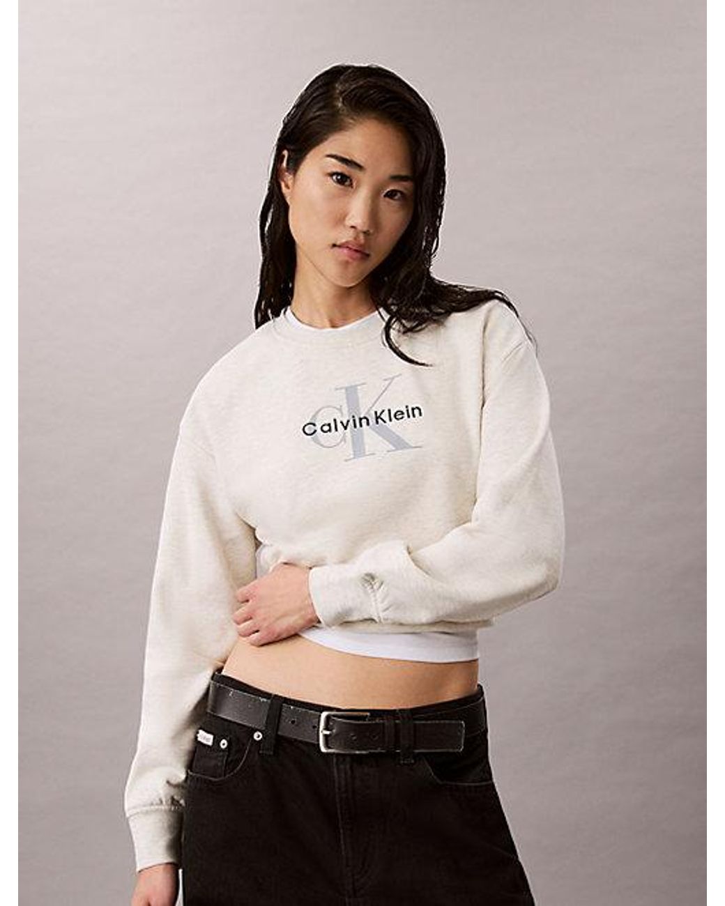 Calvin Klein Relaxed Badstoffen Sweatshirt Met Monologo in het Multicolor