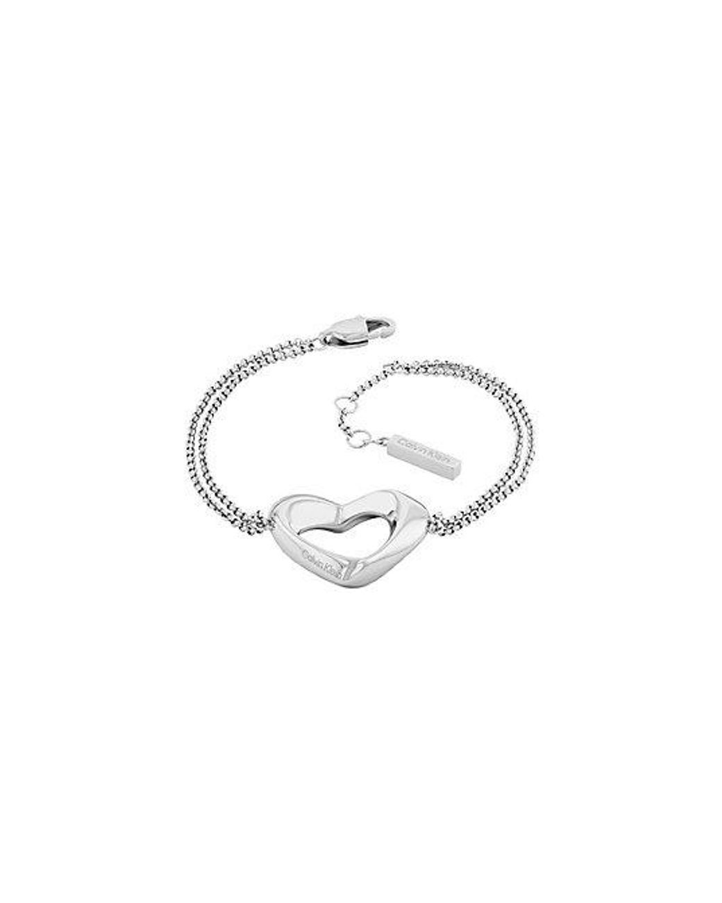 Calvin Klein Metallic Double Chain Heart Bracelet