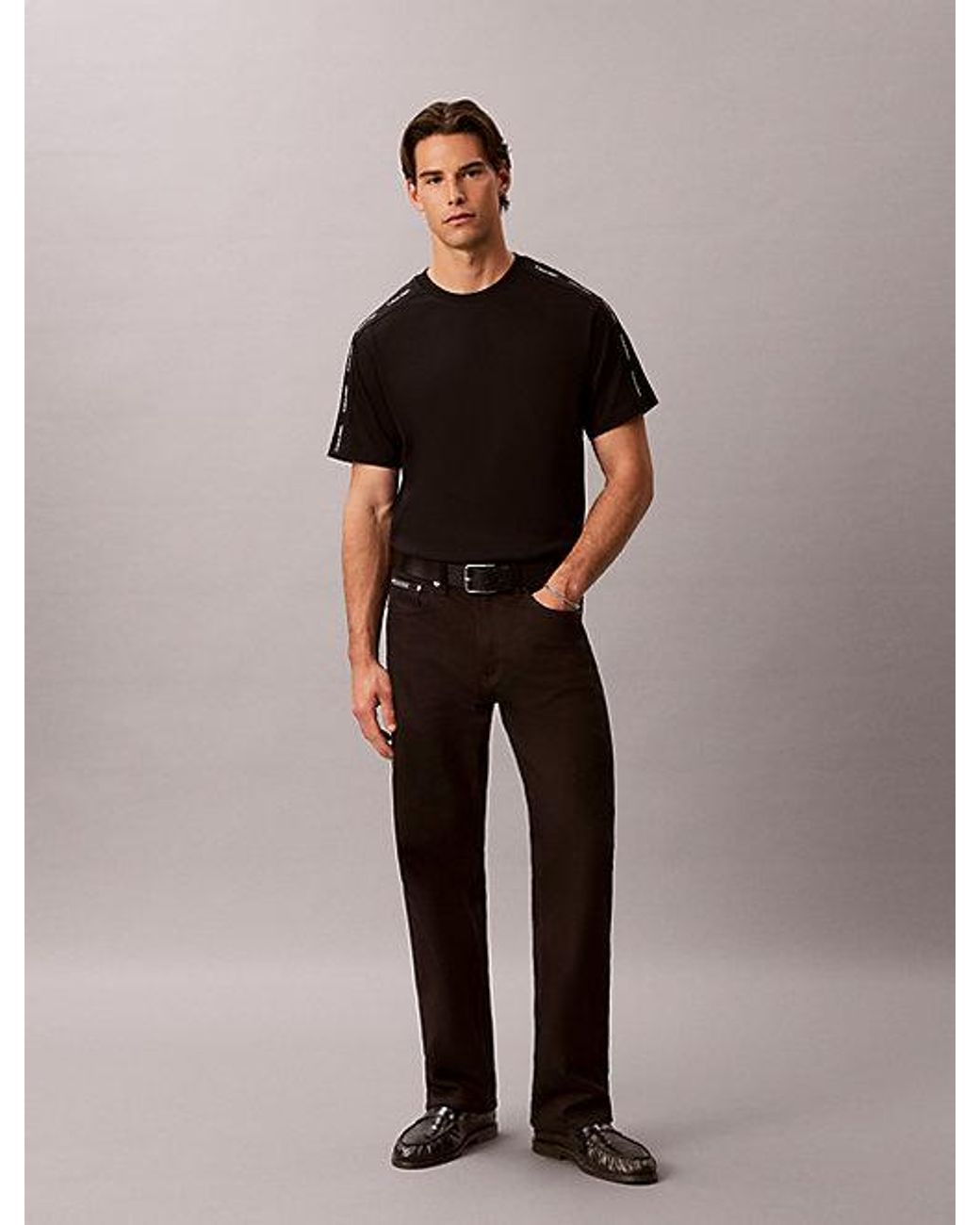 Calvin Klein Black Jeans Logo Tape T-Shirt for men