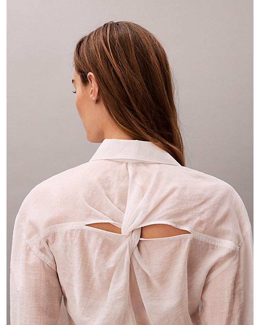 Calvin Klein Natural Jeans Soft Voile Twist Back Shirt