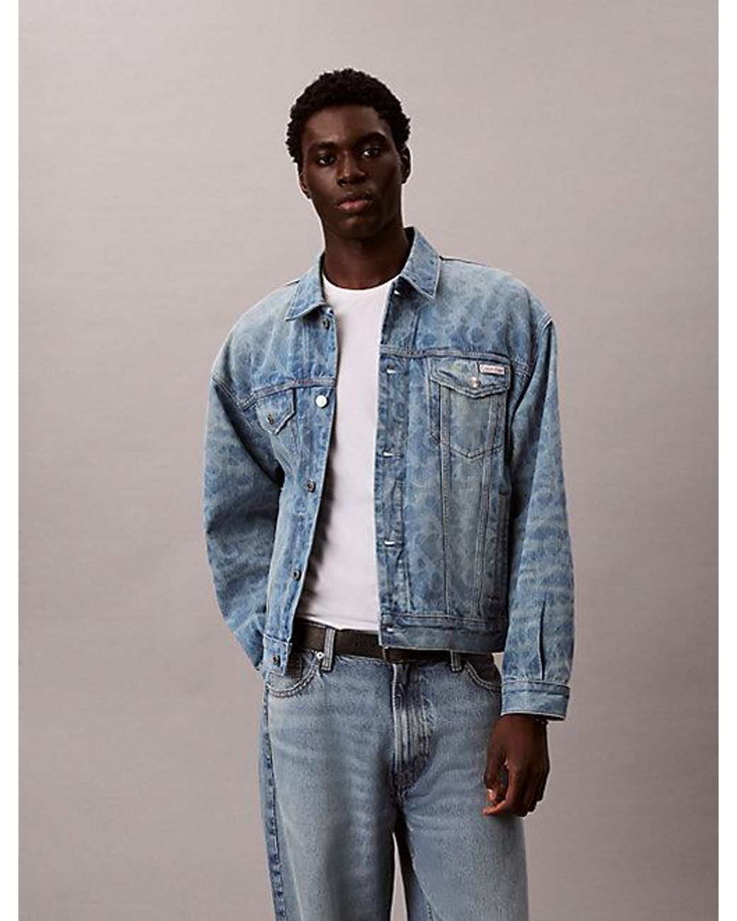 Calvin Klein Gray Jeans 90S Logo Denim Jacket for men