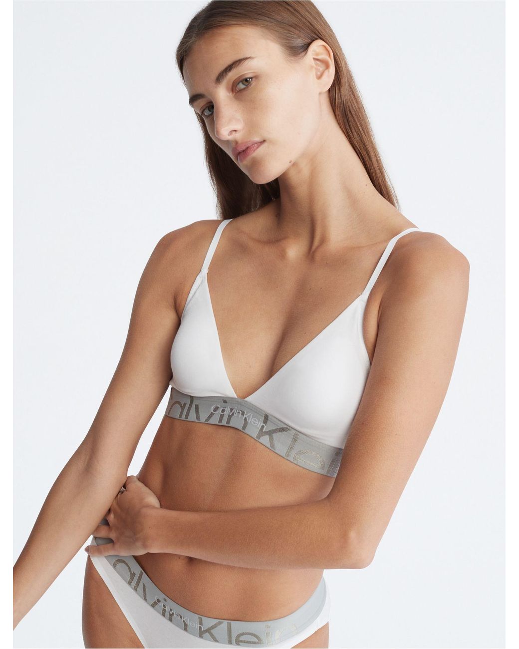 Calvin Klein Embossed Icon Cotton Light Lined Triangle Bralette In