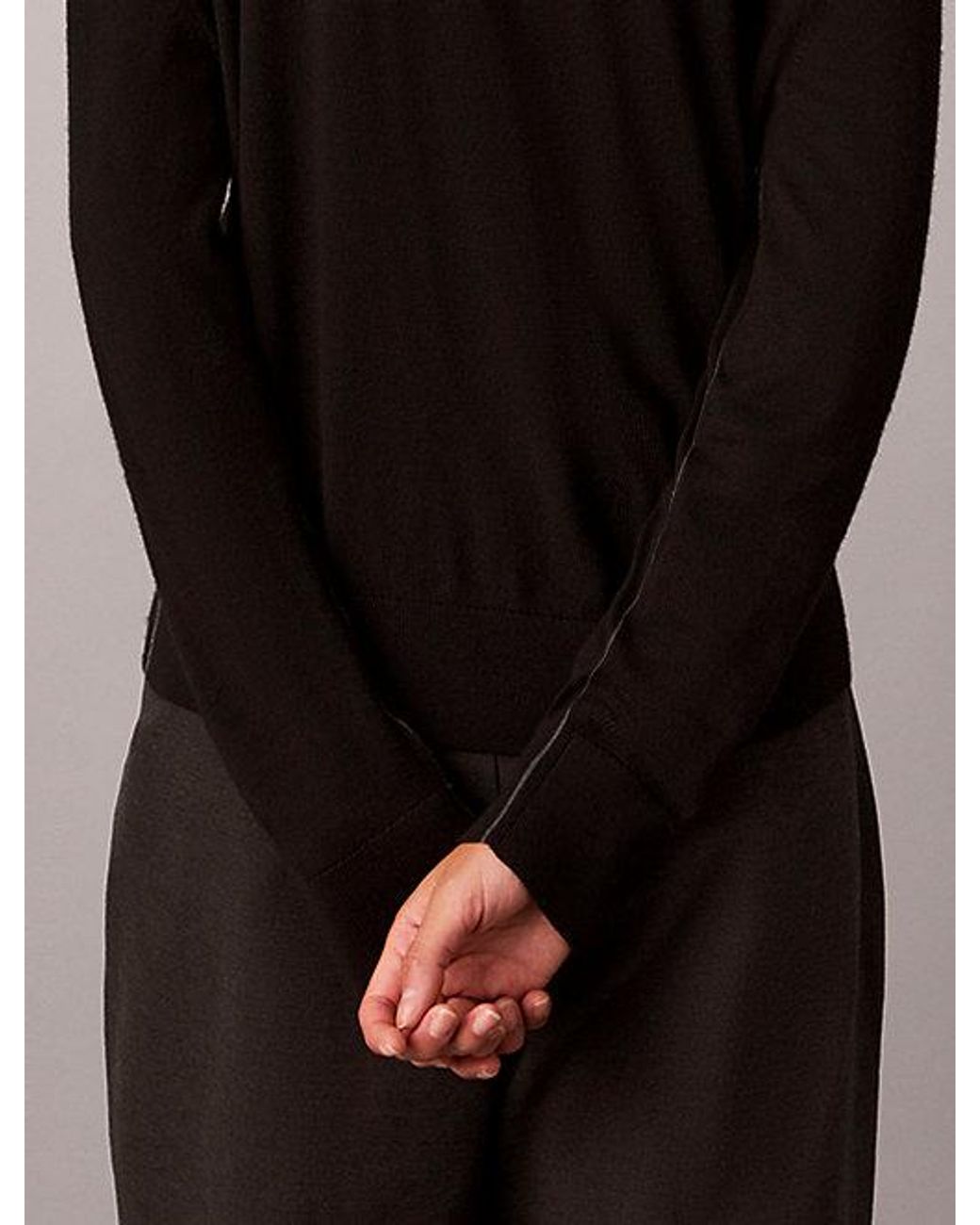 Calvin Klein Black Merino Wool Blend Crew Neck Jumper