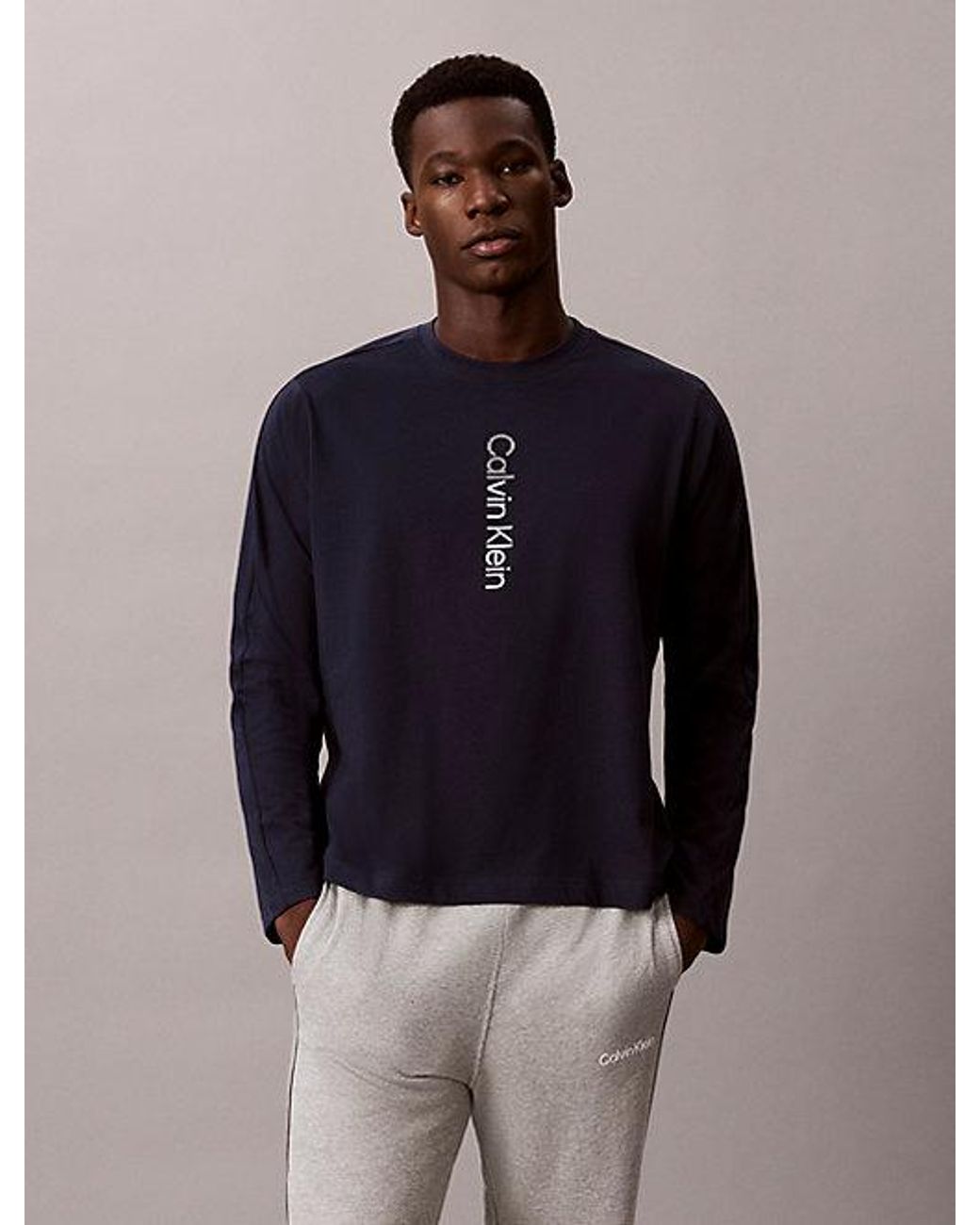 Calvin Klein Blue Sport Performance Long Sleeve Gym T-Shirt for men