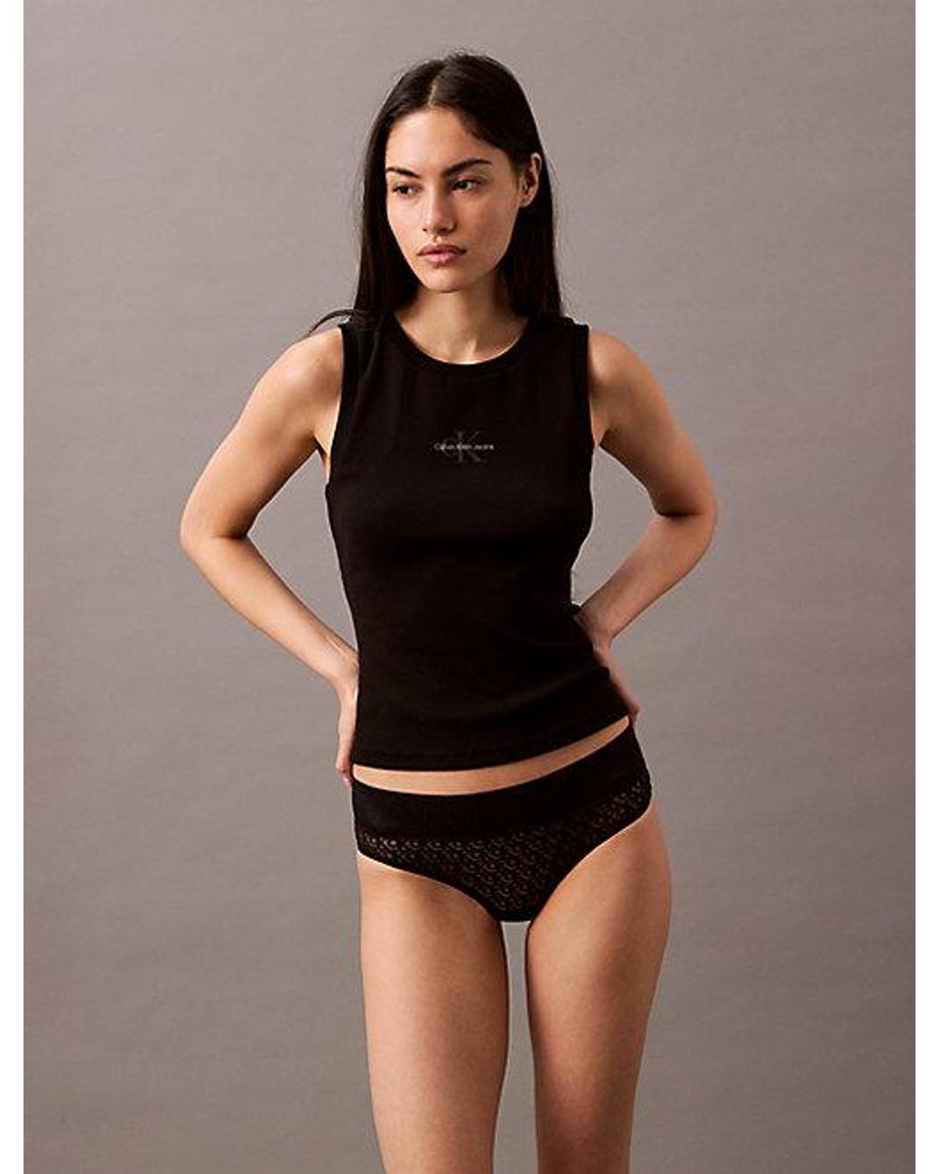 Calvin Klein Brown Brazilian Briefs Icon Logo Lace